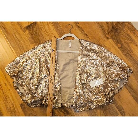 Mural NWT Gold Bling Sequence Cropped Jacket. Onesize. FLAW!! Party. Drag queen. - Picture 7 of 14